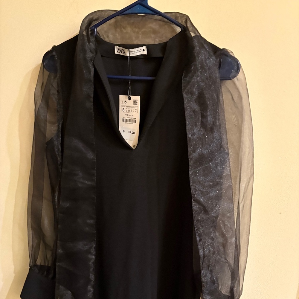 ZARA dress with sheer sleeves NWT. Size S